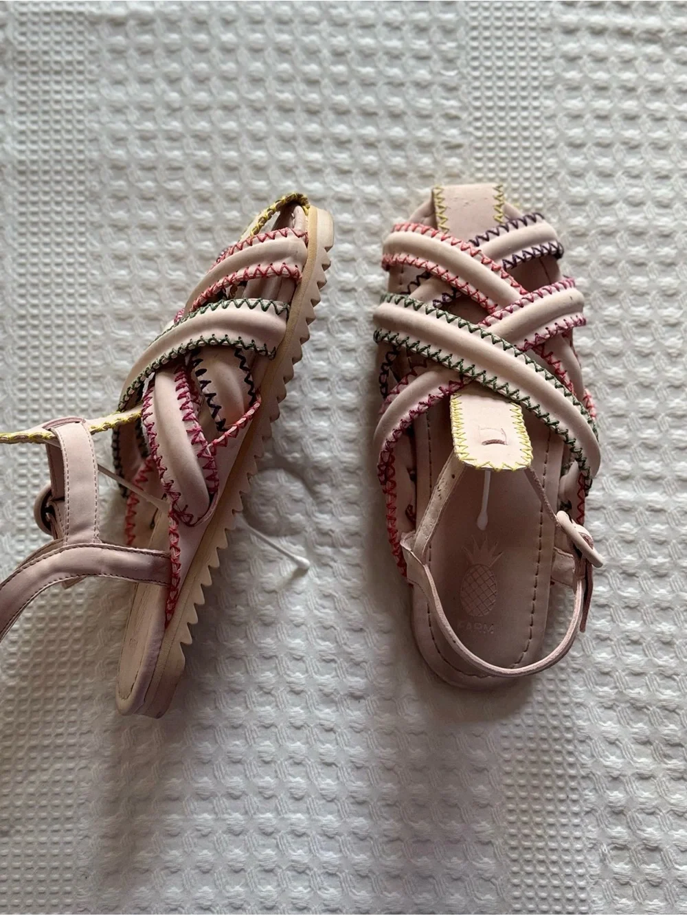 FARM Rio Pink Kids Sandals with Multicolor Stitching